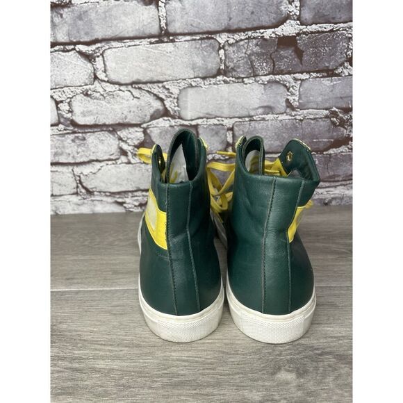 RENZO DERBY Elijah John Yarra (PH) Aevolo Green Leather Yellow Lace Sneakers 40 - Picture 4 of 16